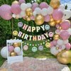 Pastel Happy Birthday Decorations for Women Girls, Macaron Happy Birthday Banner with Smiley Face Birthday Decorations, NO DIY Birthday Party Decorations with Circle Dot Happy Birthday Garland and Bunting Banner