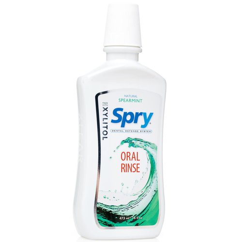 Spry Xylitol Mouthwash Fluoride Free, Oral Rinse Xylitol Mouthwash Alcohol Free with Enamel Support, Dry Mouth Mouthwash, Gentle, Natural Spearmint - 16 fl oz (Pack of 1)