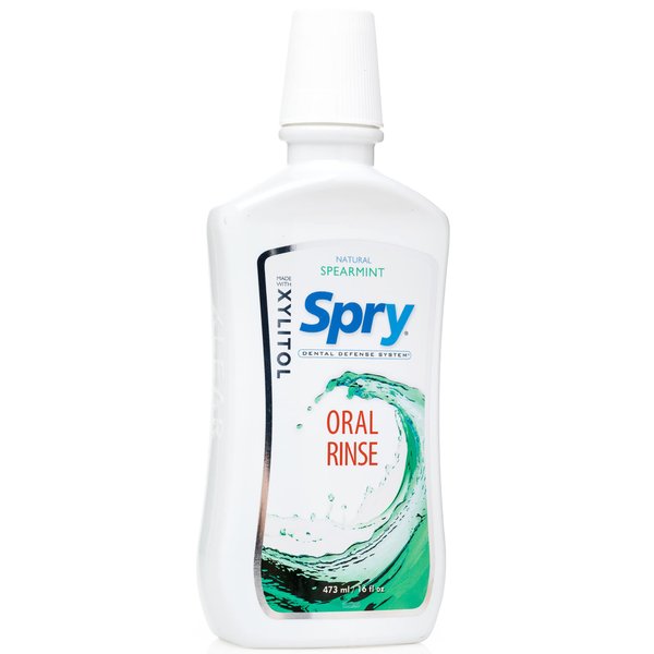 Spry Xylitol Mouthwash Fluoride Free, Oral Rinse Xylitol Mouthwash Alcohol Free with Enamel Support, Dry Mouth Mouthwash, Gentle, Natural Spearmint - 16 fl oz (Pack of 1)