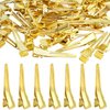 100pcs 1.4 Inches (3.5 cm) Golden Single Prong Curl Clips Metal Alligator Hairpins Clips Sectioning Hair Clips Hair Accessories for Hair Extensions Styling