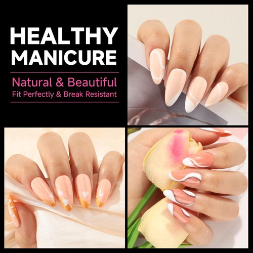 UNA GELLA Almond Nail Tips, 12 Sizes Gel X Nail Tips Almond Shape, 120Pcs Pre-file Soft Gel Nail Tips Clear Acrylic Fake Nails Full Cover Nail Tips for Nail Extension DIY Salon Long Lasting