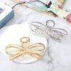 4.5 Inch Metal Bow Claw Hair Clips - Cute Bowknot Hair Jaw Clips with Strong Hold for Thick and Thin Hair - 2 Pcs, Gold & Silver