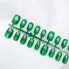 Green Press on Nails Short Square Fake Nails for Cat Eye Jelly Nails Kit Dark Green Glitter Magnetic Glue on Nail Reusable Glossy Shiny Acrylic Nails Stick on False Nail Set for Women