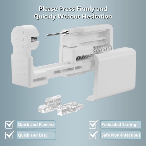 Anzero 16 Pcs Ear Piercing Kit, Disposable Ear Piercing Gun with Cubic Zirconia Stud, at Home Self Ear Piercer Kit (3MM Earrings Stud)