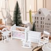 Silipull 5 Pcs 1:12 Scale Wooden Dollhouse Furniture Set White Miniature Wood Bedroom Furniture Wooden Dollhouse Accessories Encourage Creative and Imaginative Play for Kid Miniature Bathroom Kitchen