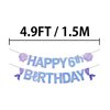Pre-Strung Mermaid 6th Birthday Banner for Mermaid Birthday Decorations - NO DIY - 6th Mermaid Party Decorations,6th Mermaid Party Supplies（3rd-7th）