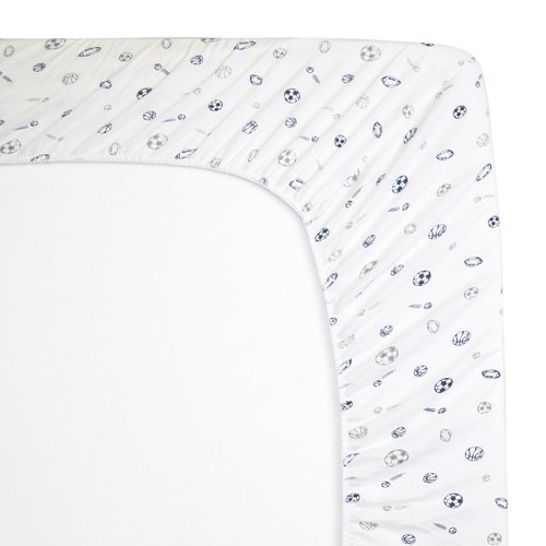 American Baby Company Fitted Crib Sheet 28" x 52", Soft Breathable Neutral 100% Cotton Jersey Sheet, Navy/Gray Sports, for Boys and Girls, Fits Crib and Toddler Bed mattresses