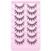 Spiky Manga Lashes 14MM Anime Short Japanese False Eyelashes Natural Wispy Korean Clear Band Cosplay Lashes Pack 7 Pairs by GODDVENUS