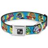Buckle-Down Seatbelt Buckle Dog Collar - Dinosaur Superhero Baby Blue - 1" Wide - Fits 9-15" Neck - Small