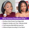 Feelgrace Short Bob Headband Wig Human Hair Wigs for Black Women Straight Headband Bob Wigs Human Hair None Lace Front Wigs Natural Color Human Hair Headband Wigs Bob Wigs 150% Density (8 Inch)
