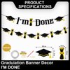 I'm Done Banner Black Glitter 2024 Graduation I'm Done Banner Garland for Congrats Grad Class of 2024 Party Decorations Supplies