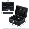 KYODOLED Medium Cash Box with Money Tray,Small Safe with Key,7.87"x 6.30"x 3.54" Black