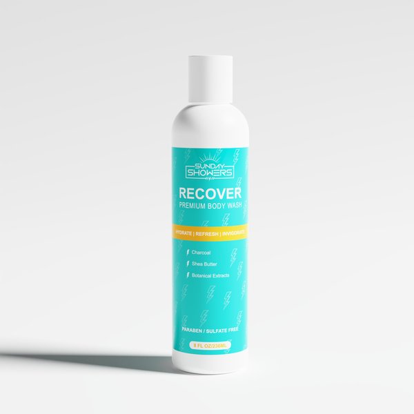Sunday Showers All Natural Recovery Body Wash - Revitalize and Rejuvenate with clean premium ingredients: Charcoal, Shea Butter, Eucalyptus, Tea Tree, Coconut Oil, Rosemary, Chamomile, Sage