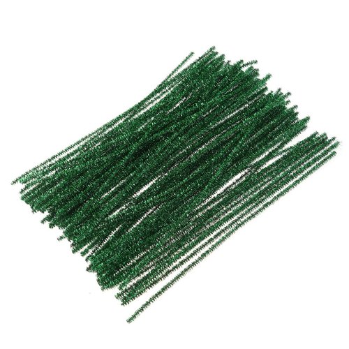 100Pcs Pipe Cleaners Chenille Stem, Green Fuzzy Sticks Craft Supplies, for Creative Handmade DIY Art Craft Project, Xmas Home Decoration, 30cm