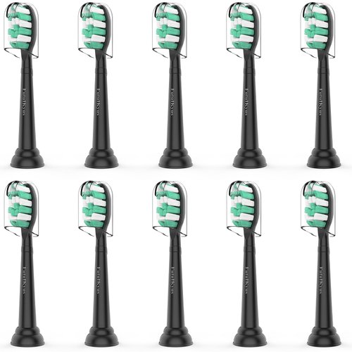Toothbrush Replacement Brush Heads for Philips Sonicare, Electric Sonic Tooth Refill Head 4100 C1 C2 G2 Plaque Control, 10 Pack, Black