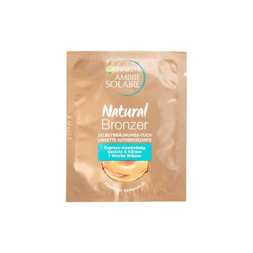 Garnier Garnier Ambre Solaire Natural Bronzer Tanning Cloth with Self-Tanning Lotion, Disposable Cloth for Quick Refreshing of Tan, Self-Tanning Ideal for Travel, Pack of 1