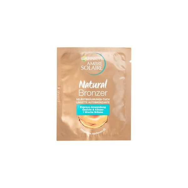 Garnier Garnier Ambre Solaire Natural Bronzer Tanning Cloth with Self-Tanning Lotion, Disposable Cloth for Quick Refreshing of Tan, Self-Tanning Ideal for Travel, Pack of 1