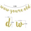 Wow You're Old Banner, 40th 50th Birthday Party Decorations, 60th 70th Sign Backdrop, 80th 90th Supplies (Gold Glitter)