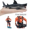 Ocean Sea Marine Animal Figure Toys Playsets 2 PCS Diver Great White Shark Model Toy Desktop Decoration Collection Party Favors Toys for Boys Girls Kids