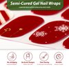 22pcs Semi Cured Gel Nail Strips Christmas Red White Snowflakes Holiday Gel Nail Wraps Including Nail File Wood Stick (Red)