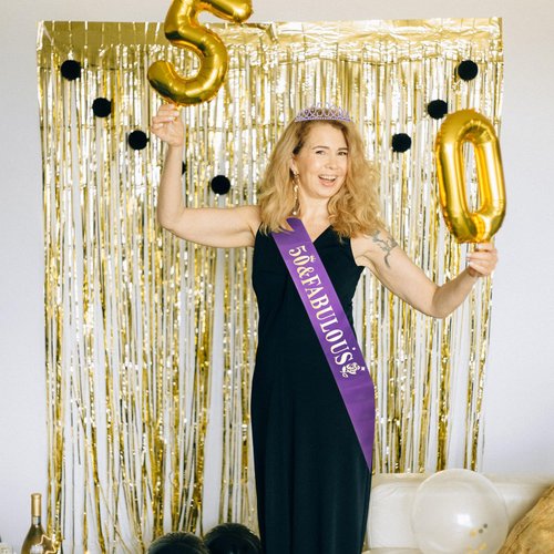 Purple 50th Birthday Sash and Tiara for Women, 50th Birthday Decorations Women, 50th Birthday Sash and Crown Set, 50th Birthday Gifts for Women, Happy 50th Birthday Party Supplies