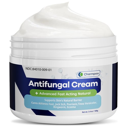 CHARMPOO Anti fungal Cream for Skin: 3-in-1 Antifungal Cream Advanced Fast Acting Formula for Feet Body Groin - Athletes Foot Treatment and Jock Itch Ringworm Treatment for Humans 3.4 oz (100g)
