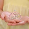 JWICOS Girls Mini Comb Small Rhinestone Comb Mini Crystal Hair Comb Headpiece Flowers Girls Comb Headband for Birthday Party Halloween Christmas (Pink)