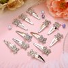 Jexine 12 Pieces Hair Clips, Silver Butterfly Rhinestone Barrettes for Women, Hair Snaps for Girls, Shining Hair Barrette Hairpins Hair Accessories for Wedding