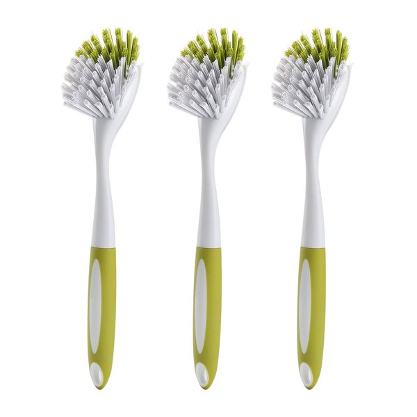 Scrub Brush for Dish Kitchen Sink Pot Pan with Stiff Bristles, Yellow-Green 3pcs
