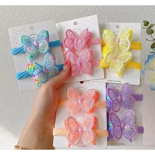 10 Pieces Cute Butterfly Hair Ties for Girls Elastic Rubber Bands Colorful Hair Scrunchies for Toddler Girls Kids Women Ponytail Holders Hair Accessories