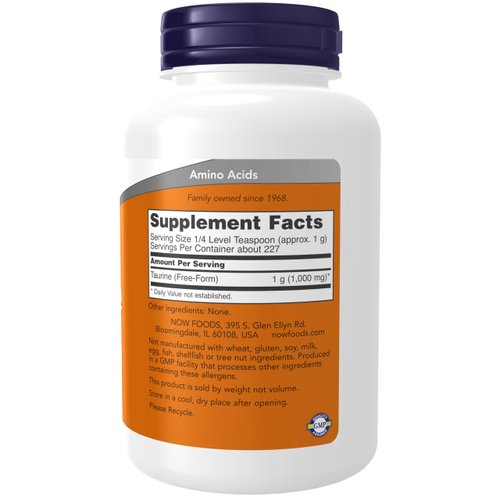 NOW Foods Supplements, Taurine Pure Powder, Nervous System Health*, Amino Acid, 8-Ounce