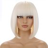 WTHCOS Blonde Wig with Bangs Short Straight Blonde Wig Short Blonde Wigs for Women Platinum Blonde Wig Bob Synthetic Wigs Daily Cosplay Party Wig with Wig Cap
