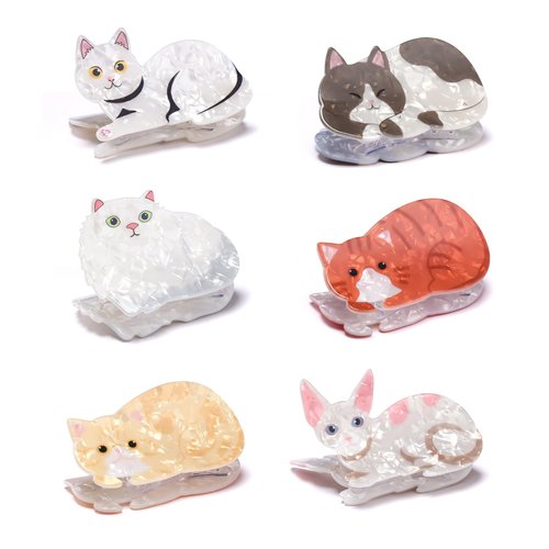 Kogcmeetl 6 Pcs Cat Hair Clips, Cute Small Claw Clips for Short Long Hair, Cellulose Acetate Hair Clips for Women Girls and Cat Lovers