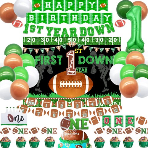 Football 1st Birthday Party Decorations，1st Year Down Birthday Decorations，1st Year Down Banner,1...