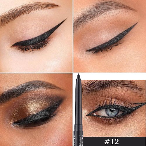 Mefyhtune Black Shimmer Eyeliner Pencil Waterproof Retractable Black Gel Eyeliner Smudge-proof Hypoallergenic Makeup (12#)