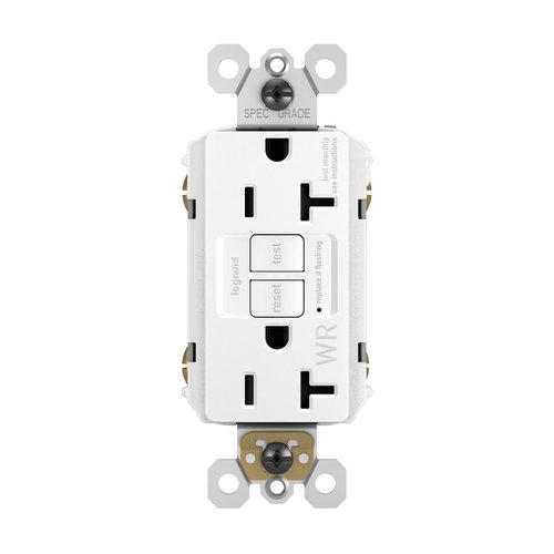 Legrand radiant 2097TRWRWCCD4 20 Amp Outdoor GFCI Self Test Tamper Resistant Weather Resistant Decorator Duplex Outlet, White (1 Count)
