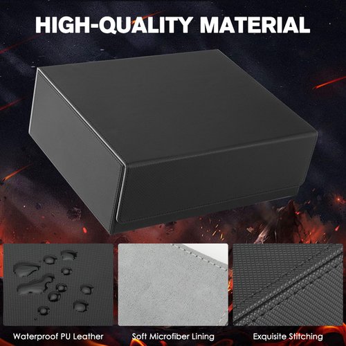 MaxGear Card Deck Box for Trading Cards, 1800+ Single Sleeved Cards Holders Storage, PU Leather Collectible Card Deck Case with Magnetic Closure Fit for YuGiOh/MTG/TCG and Sports Cards, Black