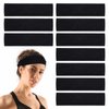 JIEYAO 10Pcs Black Headbands for Women,Soft Stretchable Hairbands Non-Slip Fabric Head Wrap Holder Elastic Yoga Sport Bandana