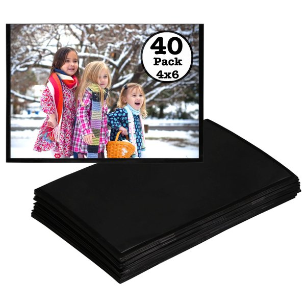 Iconikal Magnetic Photo Sleeves for 4x6 Pictures - Set of 40 - Easy Slide-in Display Pockets for Refrigerator & Metal Surfaces - Durable Filing Cabinet & Sheet Metal Memo Holders