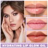 QIUFSSE Hydrating Lip Glow Oil Korean Big Brush Head Tinted Lip Oil Plumping Lip Gloss for Women,Non-Sticky Nourishing Lip Plumper for Lip Care and Dry Lips - 03 Cinnamon Red