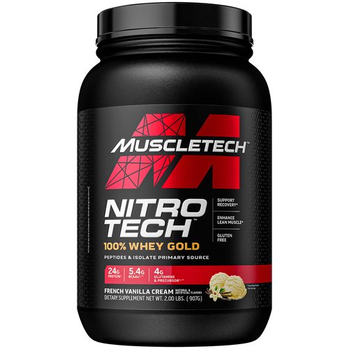 Whey Protein Powder | MuscleTech Nitro-Tech Whey Gold Protein Powder | Whey Protein Isolate Smoothie Mix | Protein Powder for Women & Men | Vanilla Protein Powder, 2 lbs (28 Servings)-package varies