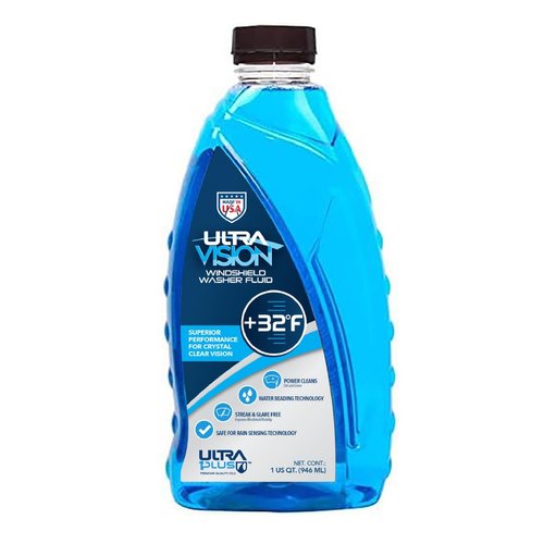 UltraVision Windshield Washer Fluid - Streak free, Able to use in all weather, No residue (1 US Quart, Blue)