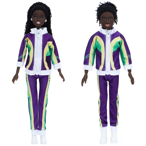 ONEST 2 Sets 11.5 Inch African American Dolls Include 2 Pieces Black Girl Doll and Black Boy Doll...