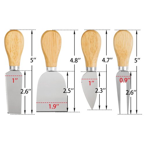 YXChome 4 Cheese Knives Set - Cheese Knife,Cheese Fork,Cheese Slicer,Butter Knife - Mini Premium Stainless Steel Cheese Knife Set - Cheese Knives for Charcuterie Board - Charcuterie Boards Accessories