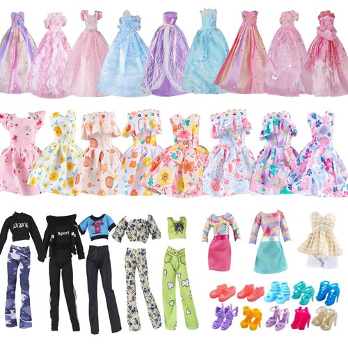 YAMASO 10 Sets Doll Clothes Fashion Wear Outfits withs 10 Pairs Shoes for 11.5-Inch Girl Doll (Random Style)