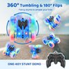 SGILE Remote Control Car, Stunt Car with Sides Light Strip and Headlights, 2.4Ghz Double Sided 360 Flips Rotating Race Car, Rechargeable RC Car Kids Toy for Boys Girls Birthday Gift, Blue
