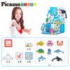 PicassoTiles Magnet Tile Building Blocks Marine Animal World Themed Playset with 8 Ocean Character Action Figures Magnetic Tiles STEM Learning Toy Construction Set Toddlers Boys Girls Ages 3+ PTQ25