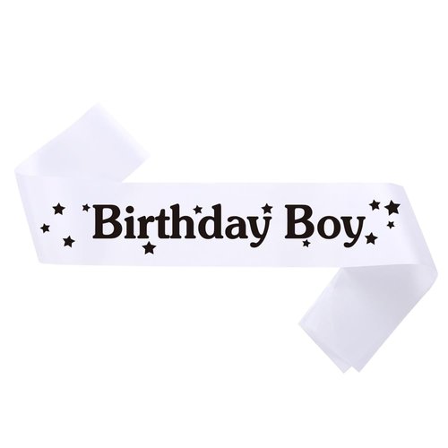Generic Birthday Boy Sash White, Black Foil Letter Birthday Sash for Men Funny Birthday Party Favors for 10th 11th 13th 15th 16th 18th Bday Sash Gift Decorations (White Black)