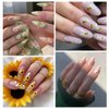 Flower Nail Art Stickers 5D Embossed Cute Bee Nail Decals Spring Daisy Nail Design Fall Flowers Nail Art Decoration Self-Adhesive Nail Supplies for Women Girls Manicure Accessories, 3pcs
