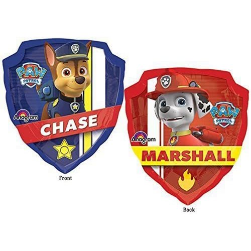 Anagram Paw Pups on Patrol Chase and Marshall 4th Birthday Party Supplies Police and Fire Rescue Badge Balloon Bouquet Decorations